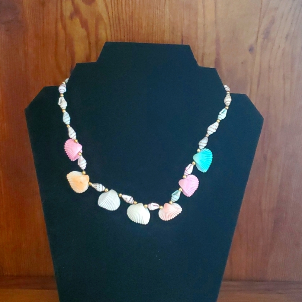 Fun for summer novelty multi colored shell necklace